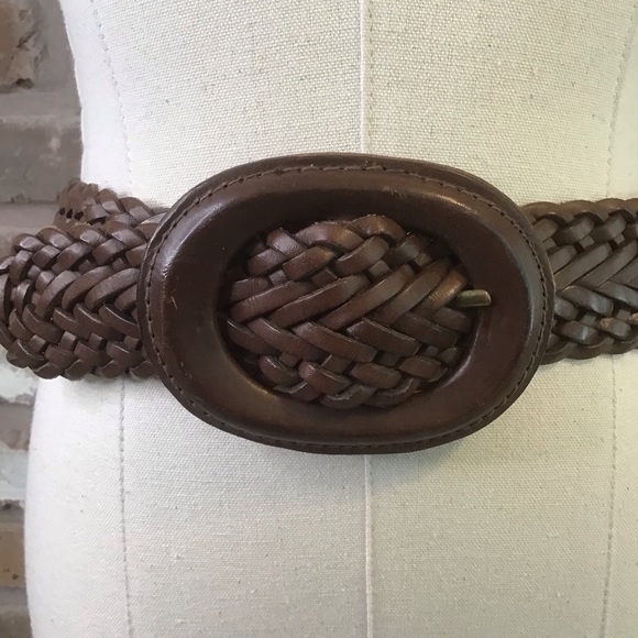 EDDIE BAUER Women’s Braided Woven Dark Brown Leather Belt M main image 3